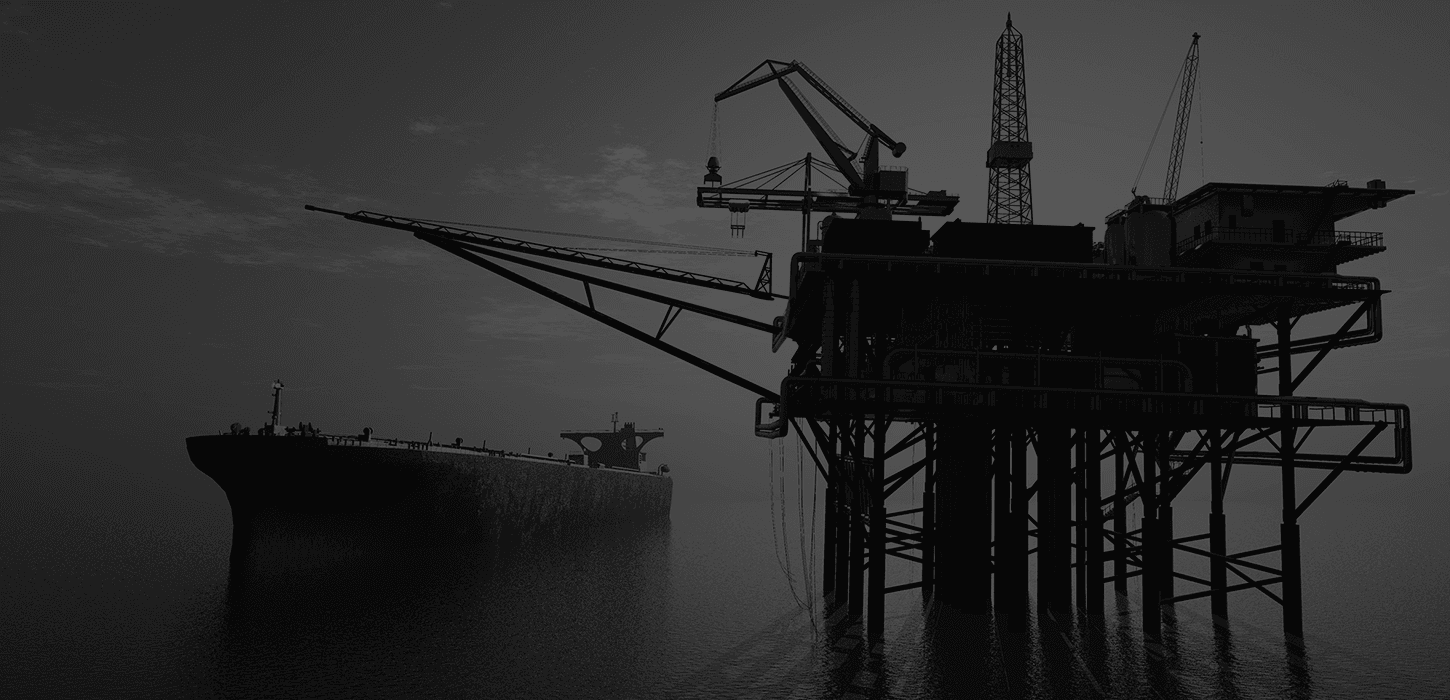 Offshore oil platform at sunset